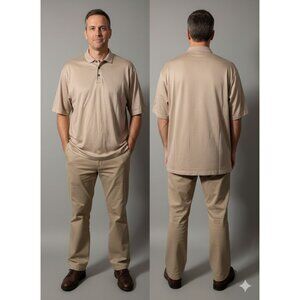 Vintage Daniel Gray Golf Polo Shirt L Gold Double Mercerized Cotton Textured 90s